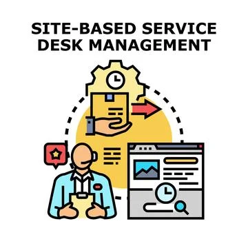 Site based service desk management helpdesk assistance concept 스톡 일러스트