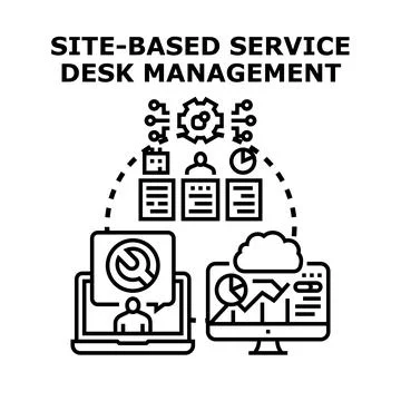 Site based service desk management digital solution concept Stock Illustration