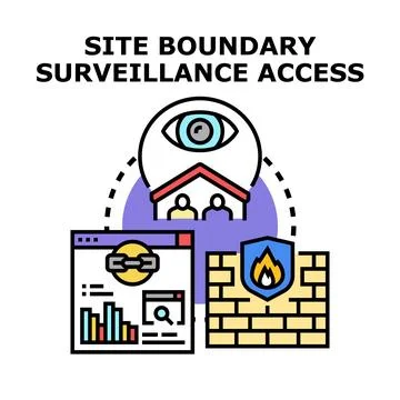 Site boundary surveillance access control and security system イラスト素材