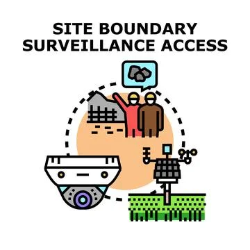 Site boundary surveillance access control monitoring concept Stock Illustration