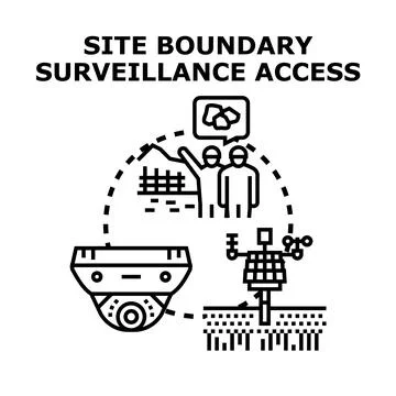 Site boundary surveillance access control monitoring concept Stock Illustration