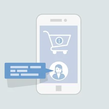 .Site chat online prompter message service interface - shopping cart hint Stock Illustration