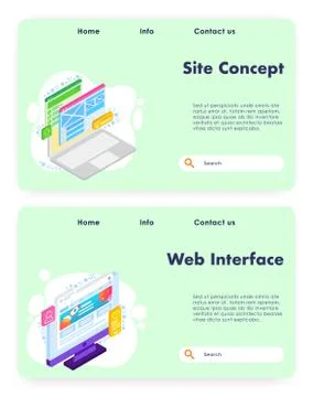 Site concept vector website landing page template set Illustrazione stock