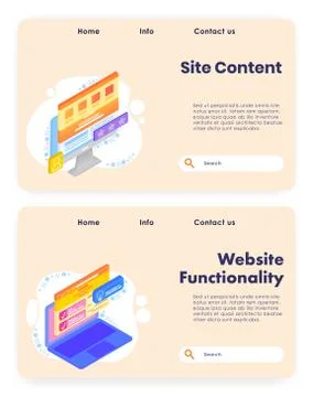 Site content vector website landing page template set Stock Illustration