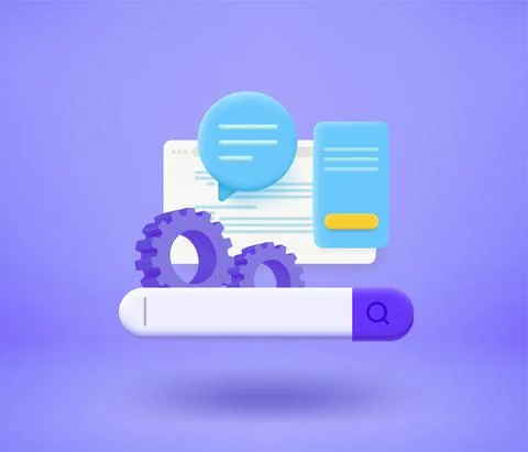 Site development concept with search bar. 3d vector illustration Stock-Illustration