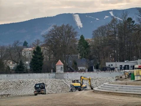 Site Development Next To Stream. Construction Activities Occurring Beside R.. Stock Photos