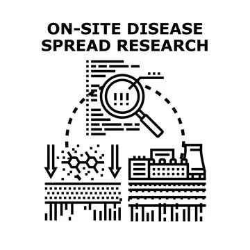 On site disease spread research process analyzing environmental impact Stock Illustration