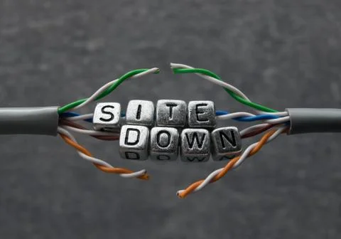 Site down text for website maintenance with grey background Stock Photos