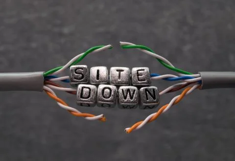 Site down text for website maintenance with grey background Stock Photos