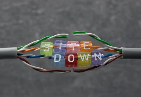 Site down text for website maintenance with grey background Stock Photos