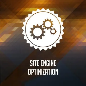 Site Engine Optimization on Triangle Background. Illustrazione stock