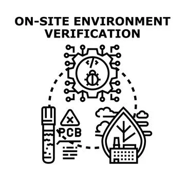 On site environment verification process and industrial compliance testing Stock Illustration