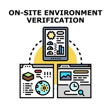On site environment verification process displaying data analysis イラスト素材