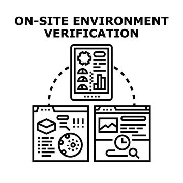 On site environment verification process displaying data analysis Stock Illustration