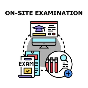 On site examination concept vector outlining testing process Stock Illustration