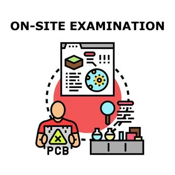 On site examination testing for contamination and safety Stock Illustration