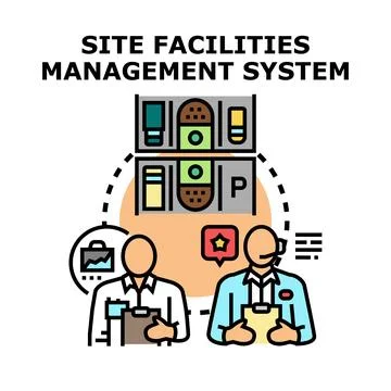Site facilities management system concept vector icon Stock Illustration