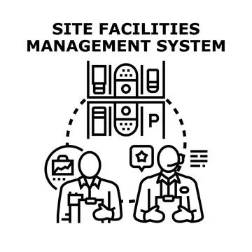Site facilities management system concept vector icon Stock Illustration