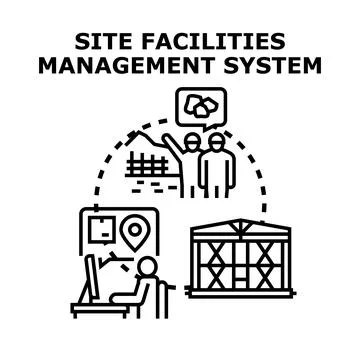 Site facilities management system concept vector illustration Stock Illustration