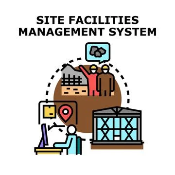 Site facilities management system concept vector illustration Stock Illustration