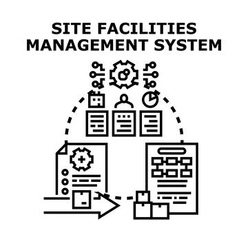 Site facilities management system organizing project workflow Stock Illustration
