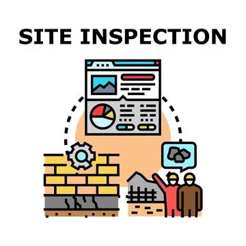 Site inspection analyzing construction project quality and safety Stock Illustration