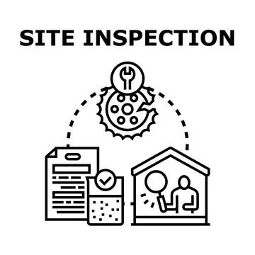 Site inspection concept presenting building and repair plan Illustrazione stock