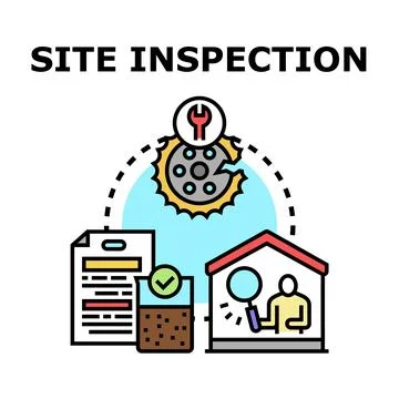 Site inspection concept presenting building and repair plan Stock Illustration