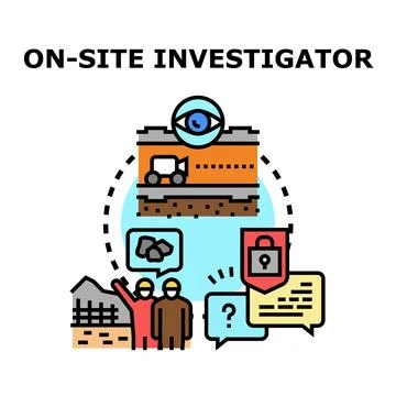 On site investigation process overviewing construction activity Stock Illustration