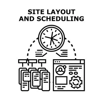 Site layout and scheduling a digital project timeline Stock Illustration