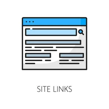 Site links icon with search engine result page Stock Illustration