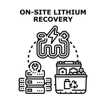 On site lithium recovery process for battery recycling Stock Illustration