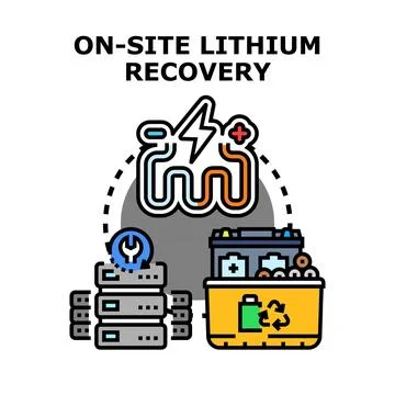On site lithium recovery process for battery recycling Stock Illustration