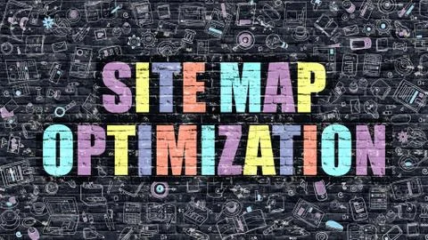Site Map Optimization Concept with Doodle Design Icons Illustrazione stock
