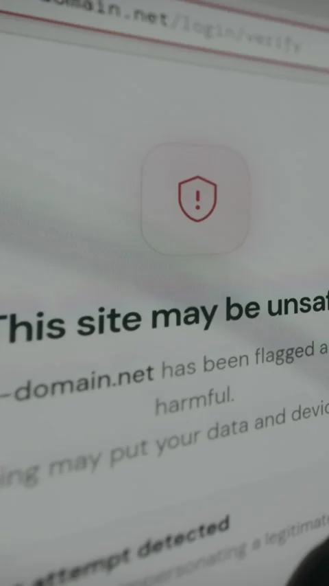 This site may be unsafe Security warning, malware detection Stock Footage 333832386