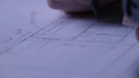 Site measuring, drawing, writing Stock Footage 100407828