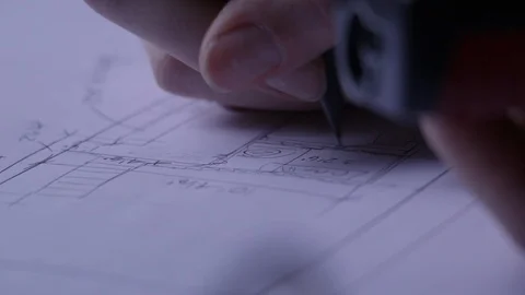 Site measuring, drawing, writing Stock Footage 100413100