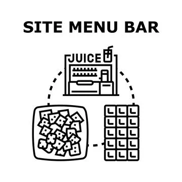 Site menu bar offering various food and drink selection Stock Illustration