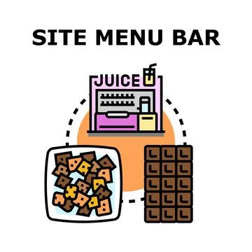 Site menu bar offering various food and drink selection Illustration