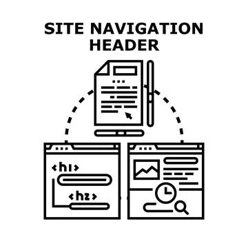 Site navigation header exploring web design architecture Illustration