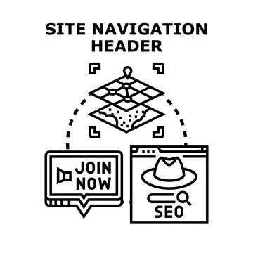 Site navigation header vector concept illustration Stock Illustration