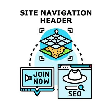 Site navigation header vector concept illustration Stock Illustration