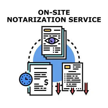 On site notarization service verification and document delivery Stock Illustration