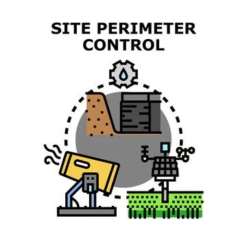 Site perimeter control system managing environment conditions Stock Illustration