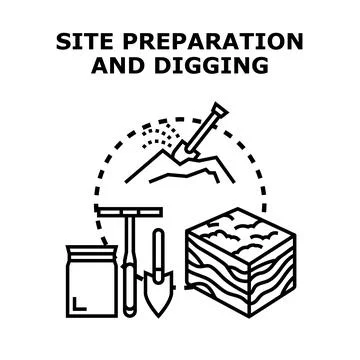 Site preparation and digging process icon concept Stock Illustration
