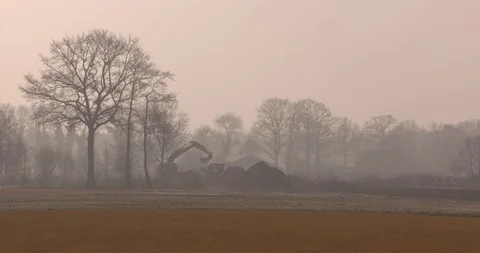 Site preparation using a grabbing crane Stock Footage 107202463