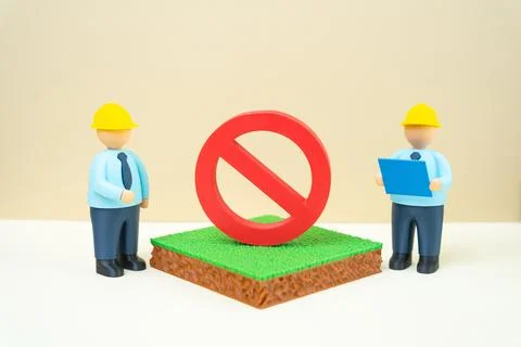 A site prohibited for construction and engineers. Solving problems and circ.. Stock-Fotos