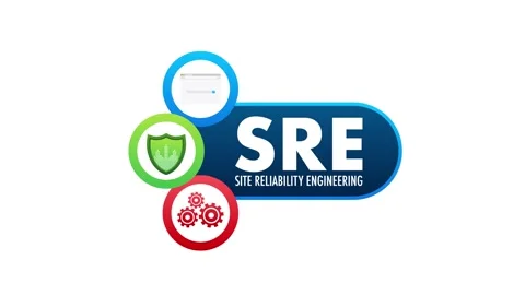 Site reliability engineering concept with shield and gears icons on white and Stock Footage 312988963