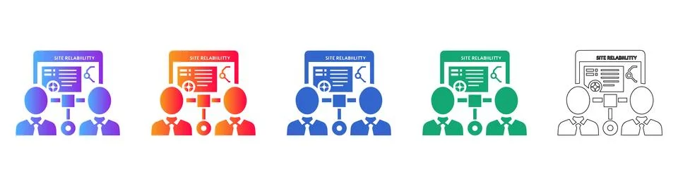 Site Reliability Engineering Team Icons Stock Illustration
