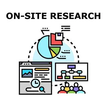 On site research concept visualizing data analysis process イラスト素材